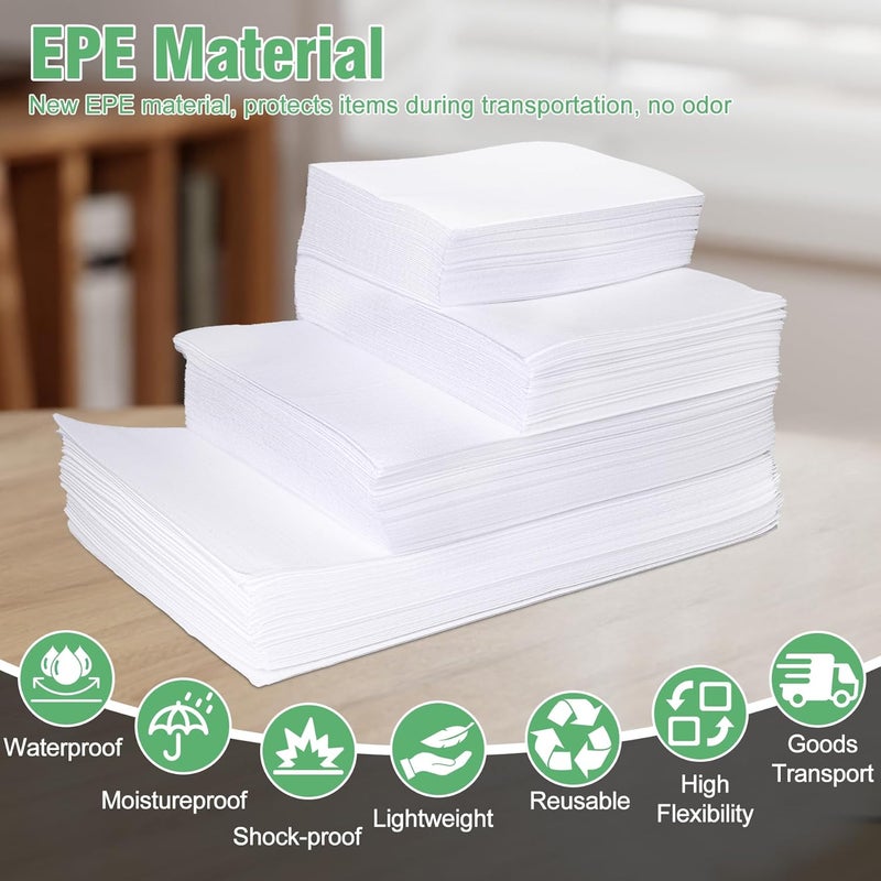Inchoco 540Pcs Dish Packing Supplies for Moving, 270 Cushion Foam Wrap Pouches & Sheets 4 Sizes (16x12", 12x12", 12x7.8", 7.8x7.8") with 270 Fragile Stickers Plate Packing Sleeves for Fragile Shipping Storage - Image 4